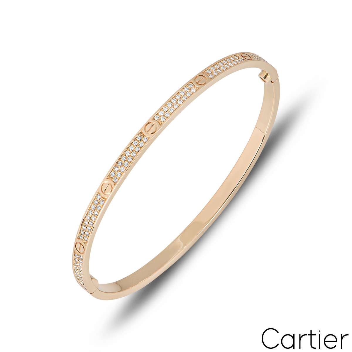 Cartier Rose Gold Pave Diamond SM Love Bracelet Size 19 N6710719 Cartier Rose Gold Pave Diamond SM Love Bracelet Size 19 N6710719